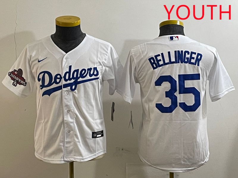 Youth Los Angeles Dodgers 35 Bellinger White Game 2025 Nike MLB Jersey style 6